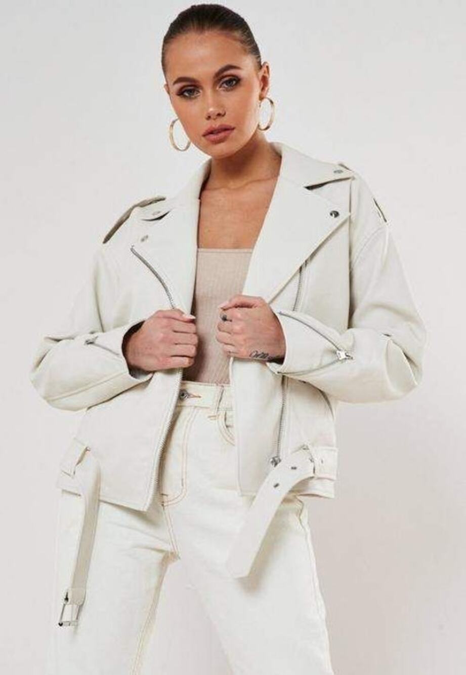NEW! Missguided Buckled Biker Jacket Side Belt Closure - 4